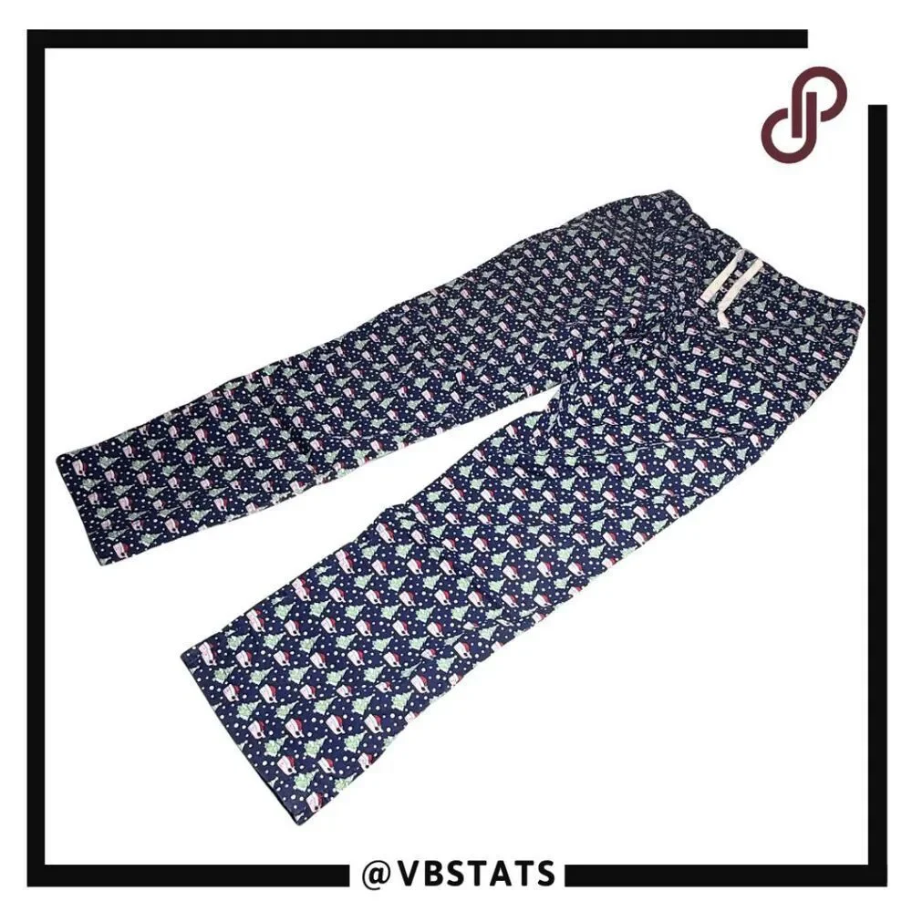 Vineyard Vines Men's Christmas Santa Whale Drawstring Lounge PJ Pants Blue Small
